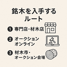 専門業者や市場の探し方ー入門者が銘木を入手する具体的ルート
